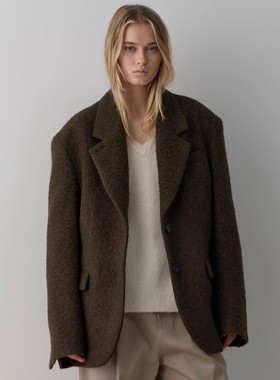 facade pattern毛呢大衣女2025秋冬新款韩高级感宽松保暖西装外套