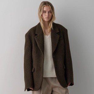 facade pattern毛呢大衣女2025秋冬新款韩高级感宽松保暖西装外套