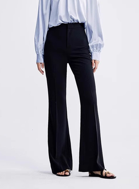 【现货】NOTHING WRITTEN高级感高腰显瘦微喇休闲裤黑色喇叭裤女