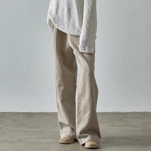 facade pattern休闲裤女2025春夏高腰显瘦直筒裤拖地阔腿裤长裤子