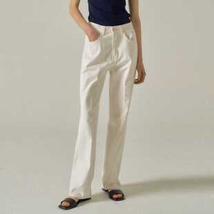 ROW 白色牛仔裤女2025年春秋季新款高腰显瘦直筒长裤休闲阔腿裤子