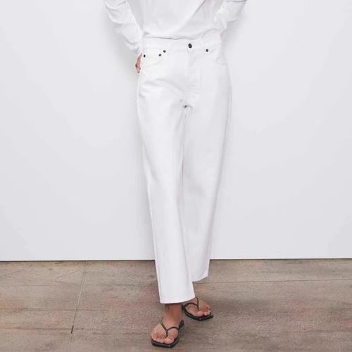 直筒牛仔休闲显瘦白色新款九分裤