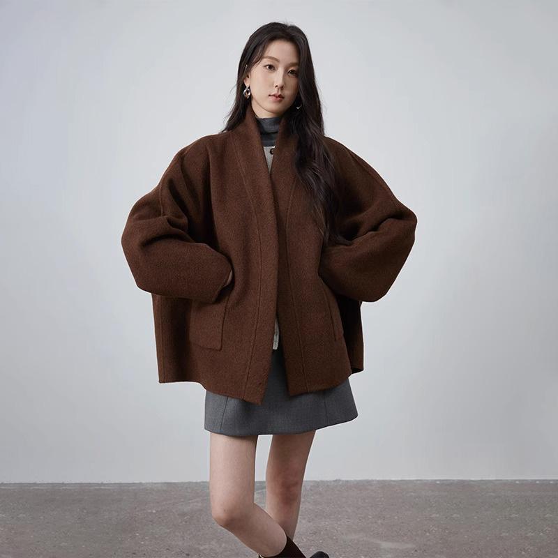 斗篷款双面羊毛外套宽松慵懒风