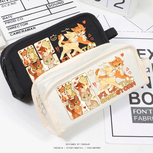 猫武士小说周边可爱卡通火星沙风同人笔袋文具盒大容量男女学生初中生小学生Warriors Cat二次元动漫吧唧谷子