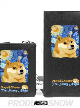 梵高星空联名Doge周边CHEEMS青少年学生钱包卡包男短款个性潮牌