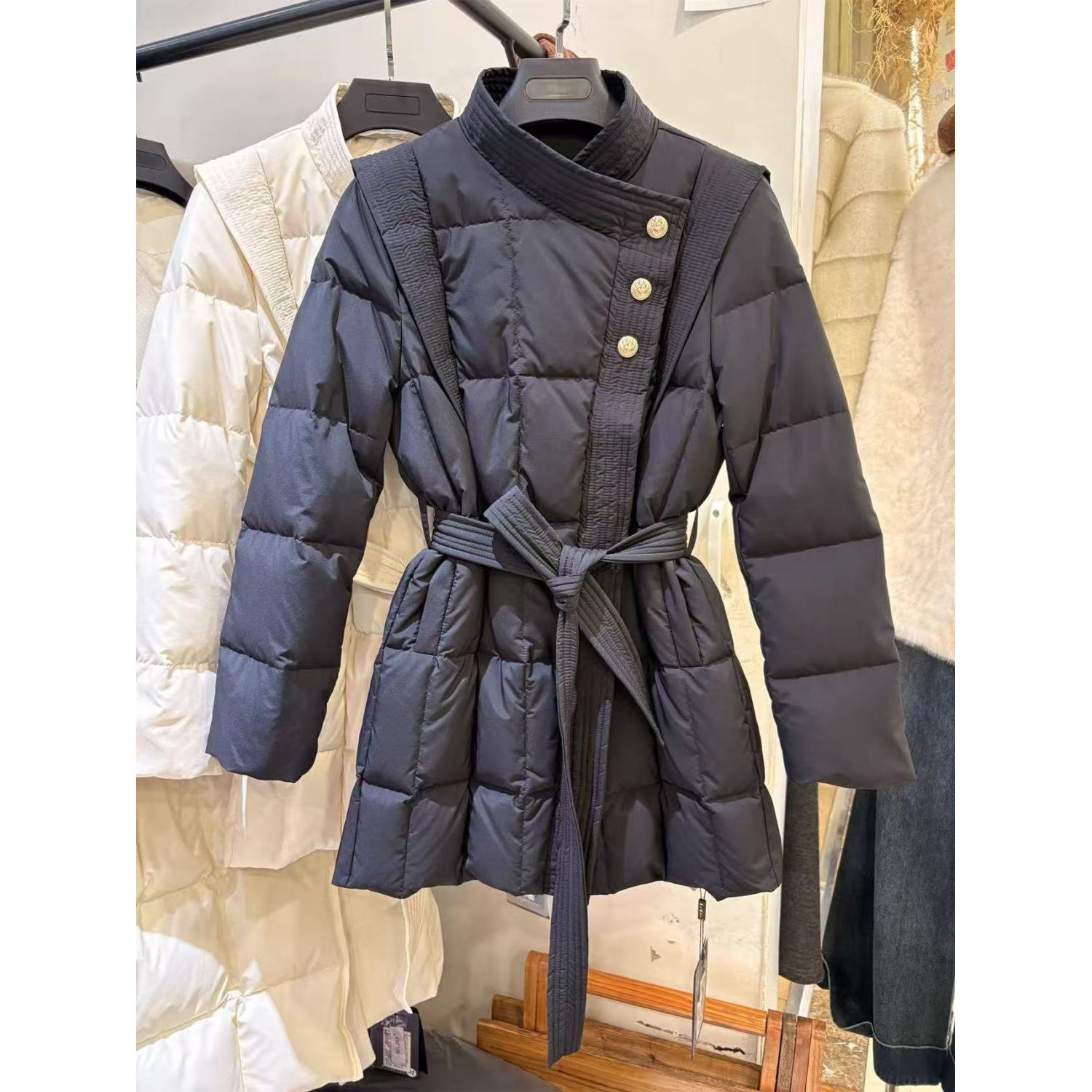 高级感中长款棉服外套女2025冬新款韩版时尚收腰显瘦棉衣QD86620