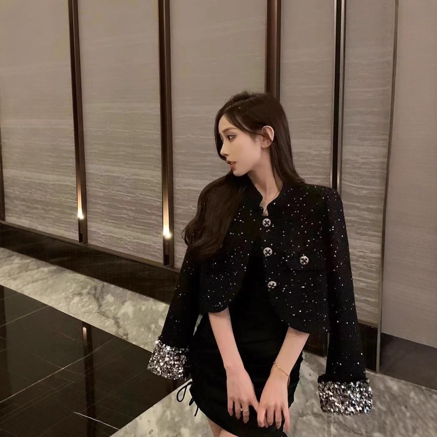 小香风短款亮闪闪外套个性时尚