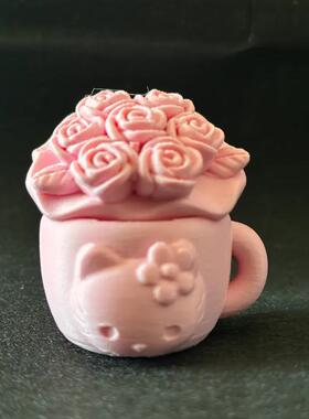 3d打印仿真玫瑰花茶杯食玩diy微缩娃娃屋树脂配件草莓diy