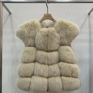 LIGHT AND SALT/sagafurs韩国代购2025秋冬 名媛狐狸毛真皮毛马夹