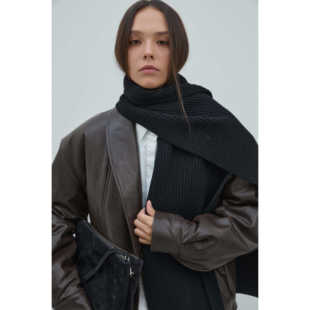 BLOSSOM韩国代购2025冬装 复古双排扣翻领皮革夹棉外套夹克棉服女