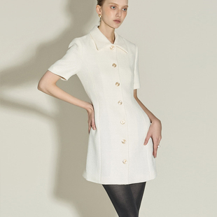 连衣裙短裙女D5432 东大门翻领单排扣短袖 DINT韩国代购 2026早春装