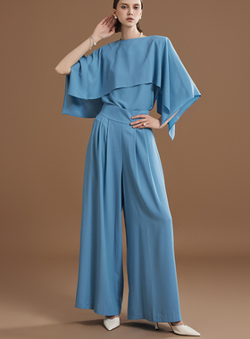 DINT韩国代购2024春女装斗篷背心2件套上衣衬衫长裤时尚套装B2945