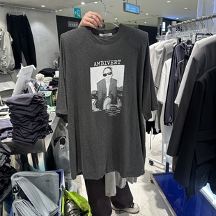 HERTZ韩国代购2026年春装 东大门时尚人物印花宽松垫肩短袖T恤女