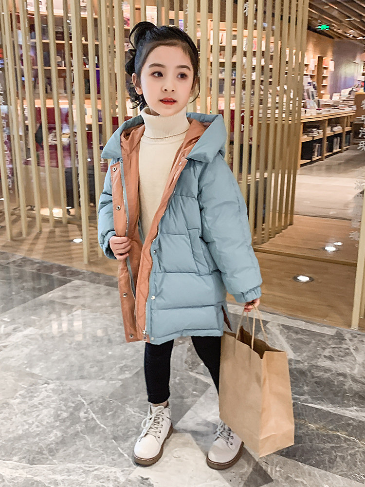 Girls down jacket winter 2020 new children's foreign school Korean version of children's clothing in the long version of the thickened coat big children's tide