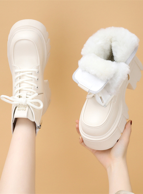 白色雪地靴女冬加绒加厚2025新款厚底东北零下40度大棉羊毛马丁靴