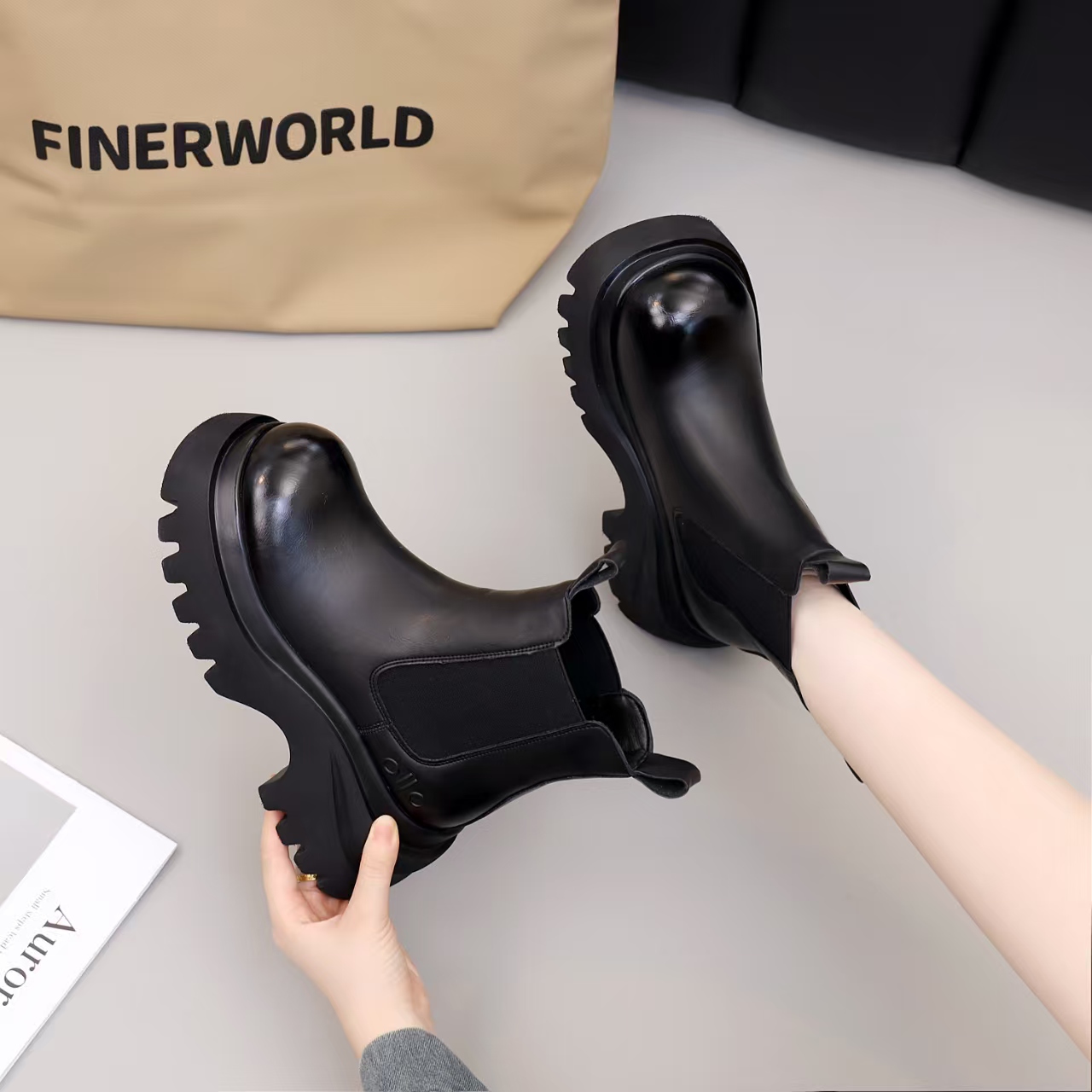 欧货增高厚底马丁靴女英伦风2025秋冬新款加绒烟筒靴切尔西短靴子