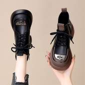 小个子欧货粗跟马丁靴女2025秋冬新款 单靴英伦风加绒厚底增高短靴