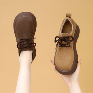 厚底勃肯乐福鞋女款2026春季新款加绒软底轻便系带单鞋防滑大码41