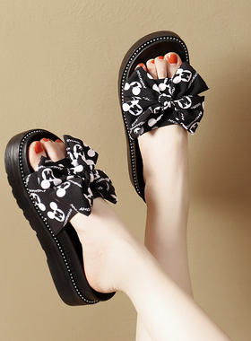 厚底拖鞋女夏外穿2025年新款时尚松糕底一字拖配裙凉拖小码323334