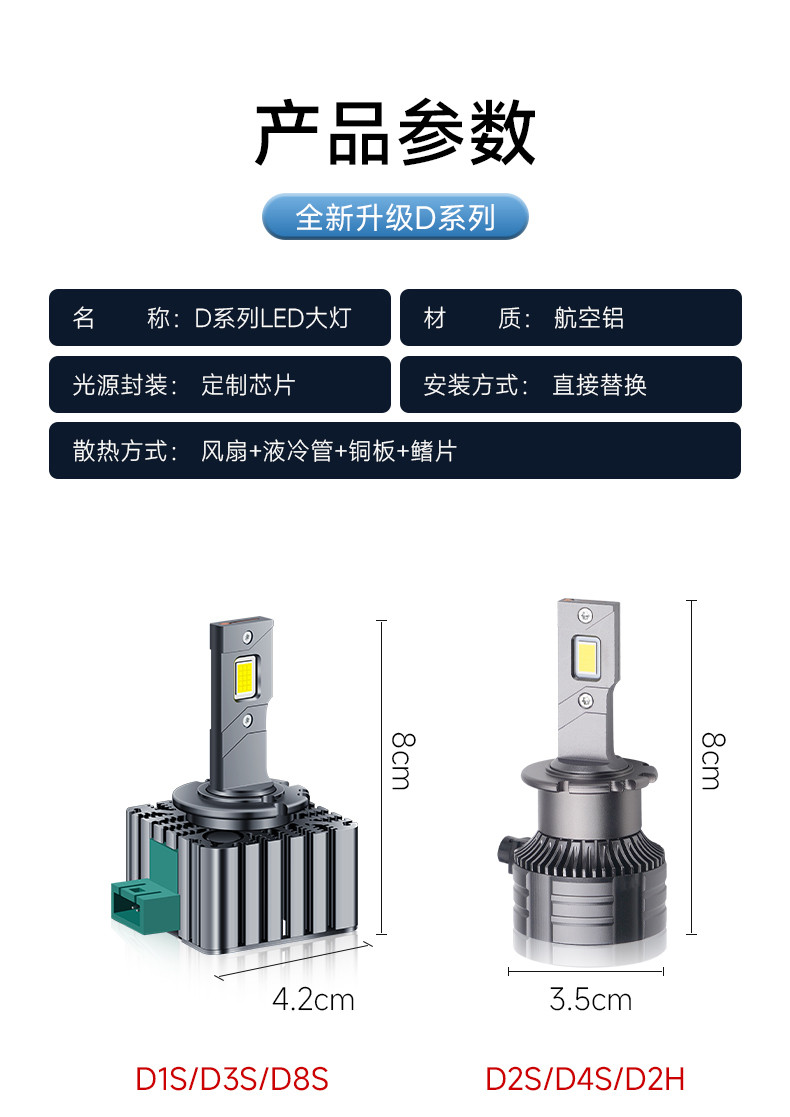 奥迪A4L A6L A5 A3 A8L Q3 Q5 Q7D3S氙气灯泡改装升级LED激光大灯