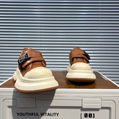 魔术贴百搭厚底增高搭扣大头舒适棕色板鞋 潮牌男鞋 厚底日常休闲鞋