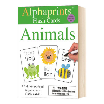 动物词汇书写指纹活动卡片 Alphaprints Wipe Clean Flash Cards Animals 英文原版 儿童英语单词学习闪卡 亲子游戏互动 英文版