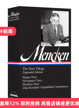英文原版 H L.Mencken the Days Trilogy Expanded Edition 门肯 日子三部曲 扩充版 美国图书馆 精装 英文版 进口英语原版书籍