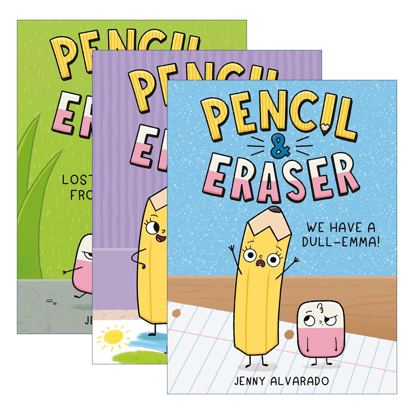 英文原版 Pencil & Eraser精装系列3册 铅笔与橡皮擦系列 儿童章节桥梁故事漫画书 Jenny Alvarado 英文版 进口英语原版书籍