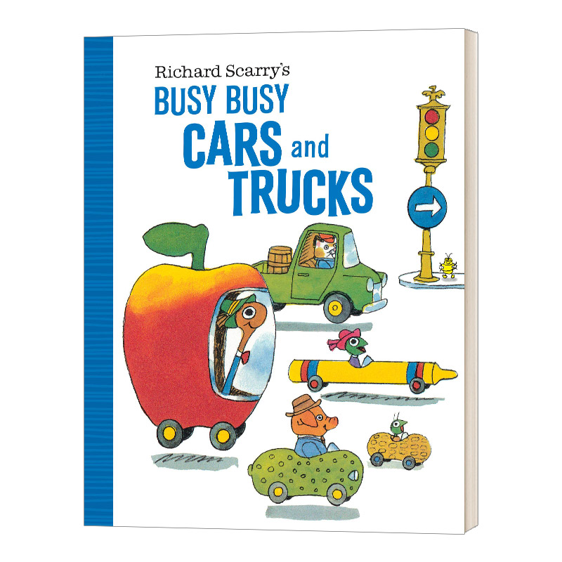 英文原版绘本 Richard Scarry's Busy Busy Cars and Trucks 斯凯瑞金色童书 忙忙碌碌的汽车和卡车 纸板书 英文版 进口英语书籍