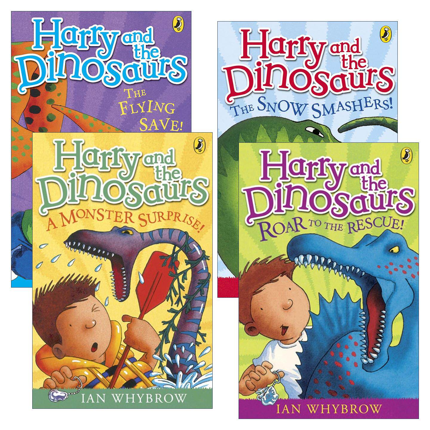 英文原版 Harry and the Dinosaurs 哈利和恐龙系列4册 怪兽来袭 救援行动 飞行援助 铲雪帮手 英文版 进口英语原版书籍