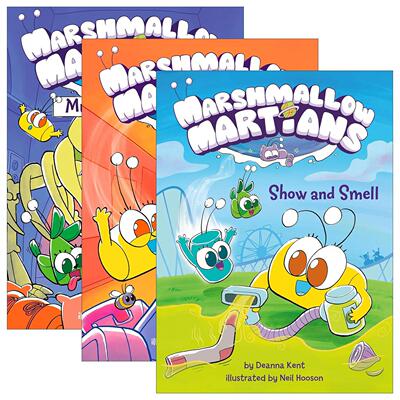 英文原版 Marshmallow Martians 棉花糖火星人系列3册 儿童全彩搞笑漫画 章节桥梁故事书 精装 英文版 进口英语原版书籍