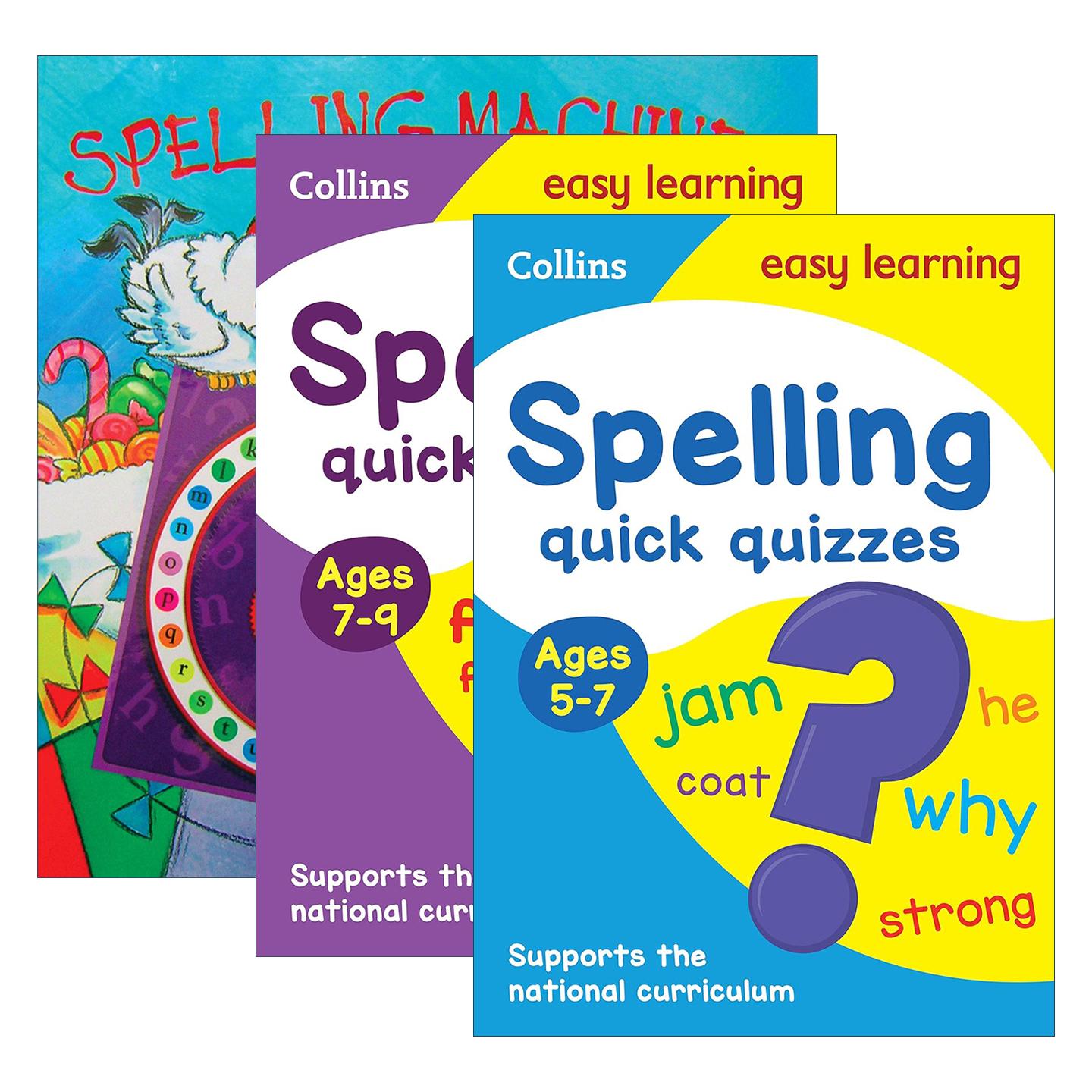 英文原版 Spelling Machine 神奇的拼写机器+柯林斯易学儿童英语单词拼写小测试 3本套装 英文版 进口英语原版书籍