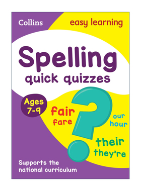 英文原版 Collins Easy Learning KS2 Spelling Quick Quizzes Ages 7-9 柯林斯易学儿童英语单词拼写小测试7-9岁 进口英语原书