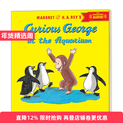 英文原版绘本 Curious George at the Aquarium with downloadable audio 好奇猴乔治在水族馆 音频可下载 英文版 进口英语原版书