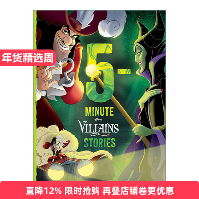 英文原版 5-Minute Villains Stories 5分钟反派故事 12个迪士尼反派的奸诈故事书 少儿英语课外阅读反派人物桥梁书 英文版 进口书