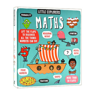 Explorers 纸板翻翻书进口原版 Maths 数学启蒙 英文书籍 小小探险家 Little