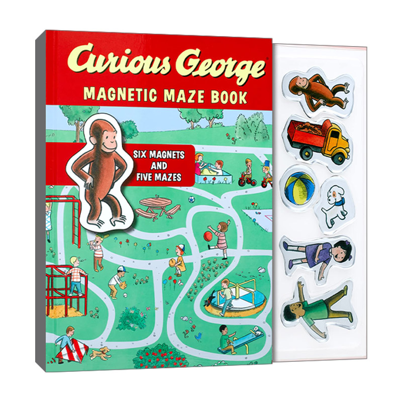Curious George Magnetic Maze Book好奇猴乔治磁铁书精装绘本进口原版英文书籍