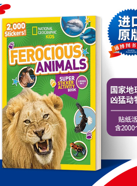 英文原版 Ferocious Animals Super Sticker Activity Book 国家地理儿童凶猛动物超级贴纸活动书 含2000个贴纸 英文版 进口英语书