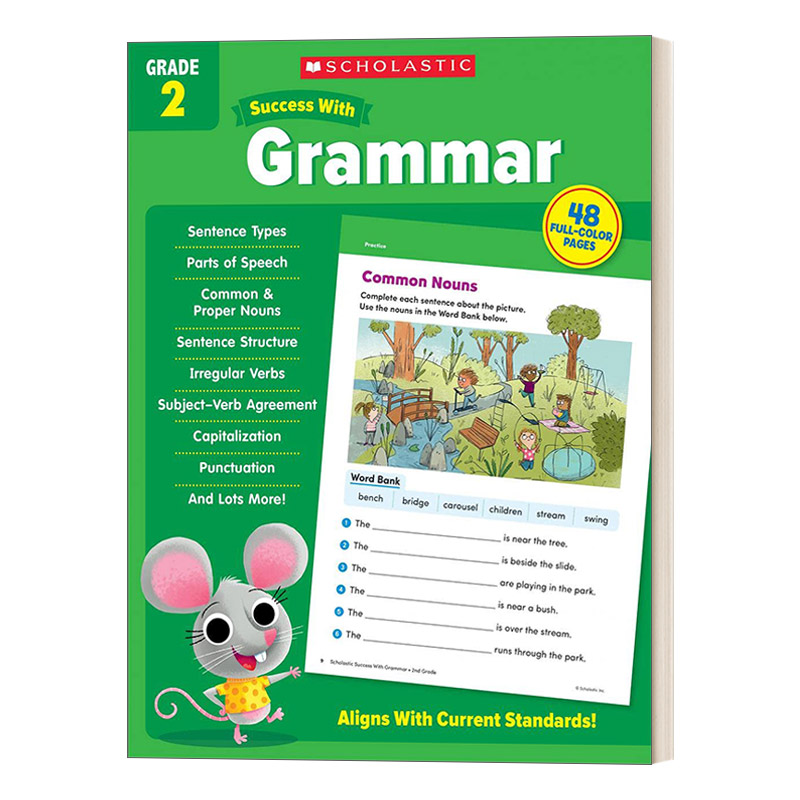 英文原版 Scholastic Success with Grammar Grade 2 学乐成功系列语法练习册 二年级 英文版 进口英语原版书籍