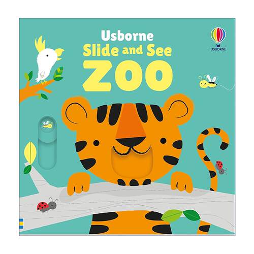 英文原版 Usborne Baby's Very First Slide and See Zoo 宝宝的一本推拉滑动机关操作纸板书 动物园 英文版 进口英语原版书籍