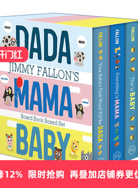 英文原版 Jimmy Fallon's DADA  MAMA  and BABY Board Book Boxed Set Jimmy Fallon 3册盒装纸板书 先叫爸爸 一切都是妈妈 这就