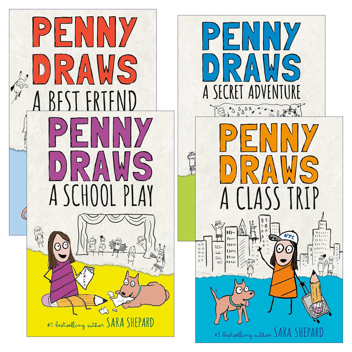 英文原版 Penny Draws 佩妮画画系列4册 儿童小说 精装 谎言游戏作者Sara Shepard萨拉·谢泼德 英文版 进口英语原版书籍