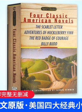 美国四大经典小说 Four Classic American Novels 英文原版 红字哈克贝利费恩历险记红色勇气勋章水手比利巴德 进口英语书籍