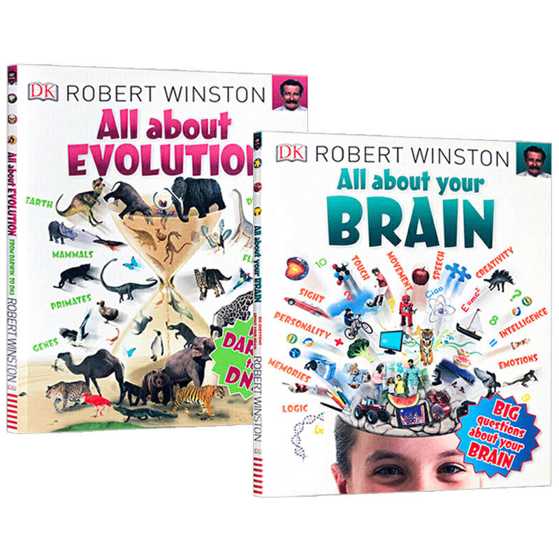 关于你的大脑 创新 2册 英文原版 All About Your Brain Evolution 少儿阅读趣味科普图画书 进口原版儿童英语启蒙认知绘本