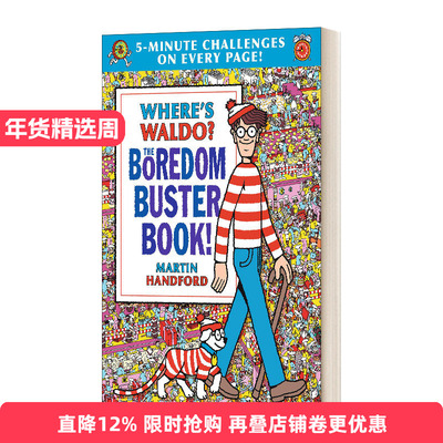 英文原版 Where’s Waldo? The Boredom Buster Book! 5-Minute Challenges 沃尔多在哪里?无聊终结者之书 精装进口英语原版书籍