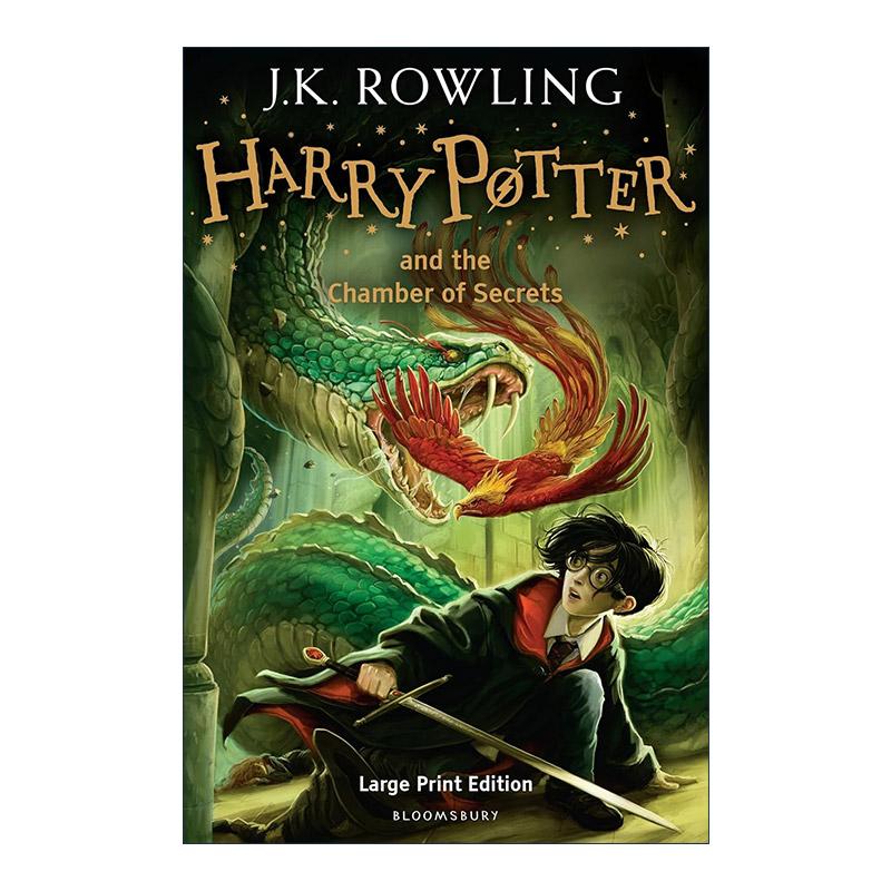 英文原版 Harry Potter and the Chamber of Secrets 哈2 哈利波特与密室 视力友好型大字版 大开本精装 英文版 进口英语原版书籍