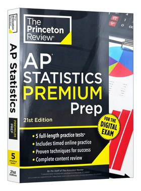 英文原版 Princeton Review AP Statistics Premium Prep 普林斯顿评论AP统计学 增值版 含线上题库 2026 第21版进口英语原版书籍