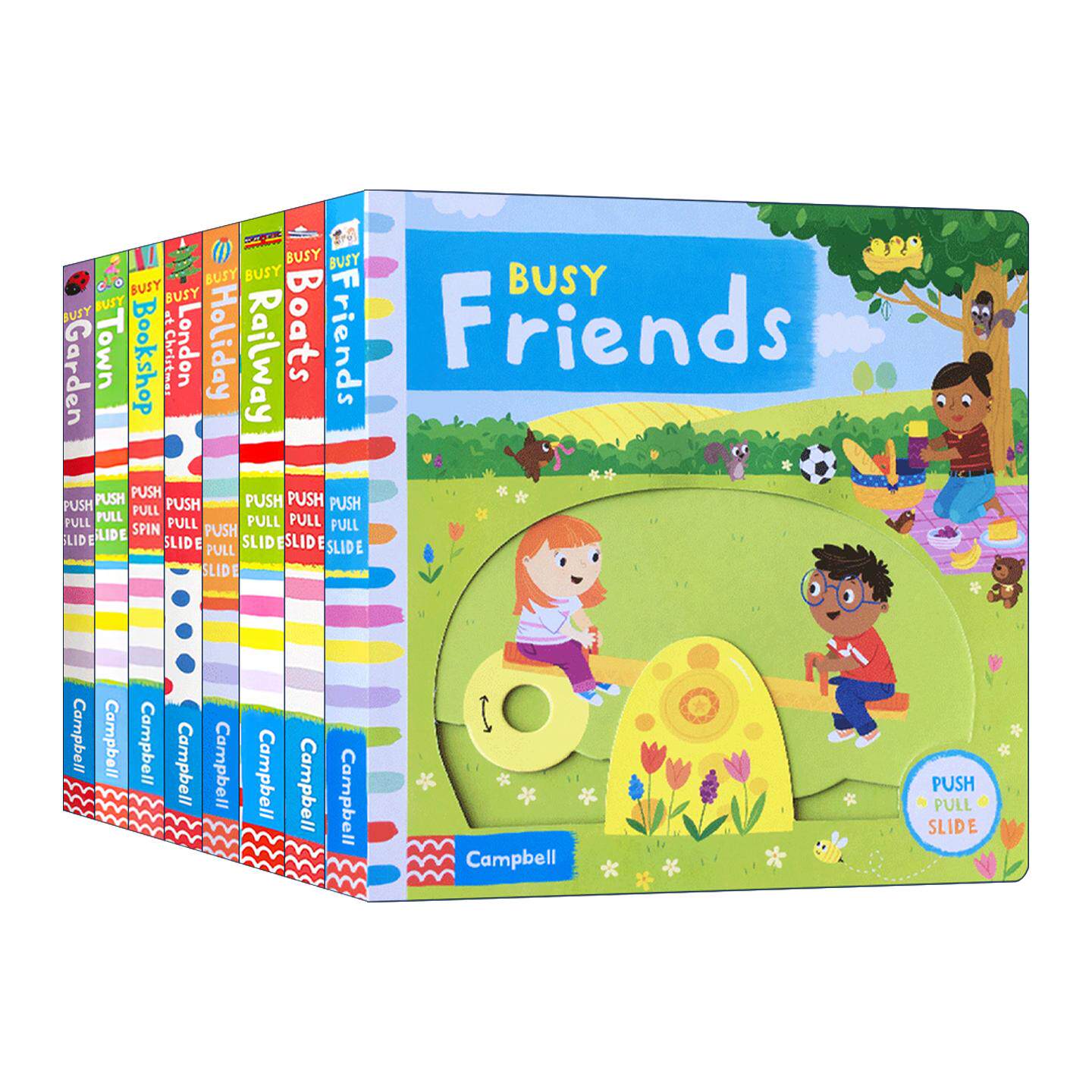英文原版 Busy Books 忙碌的系列8册 机关操作纸板书 幼儿人际交往情商培养绘本 趣味英语玩具书 抽拉书Busy系列 英文版 进口书籍