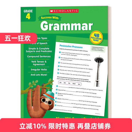 英文原版 Scholastic Success with Grammar Grade 4  学乐成功系列语法练习册 四年级 英文版 进口英语原版书籍