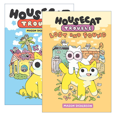 Housecat Trouble 家猫的麻烦系列2册 精装 图像式漫画 儿童全彩幽默爆笑绘本图画书进口原版英文书籍